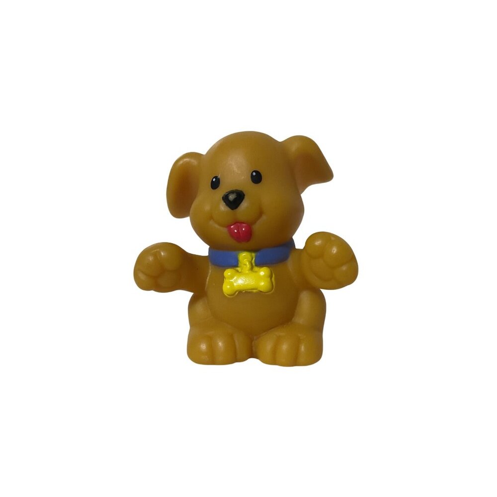 Fisher Price Little People Brown Puppy Dog Blue Collar Pet